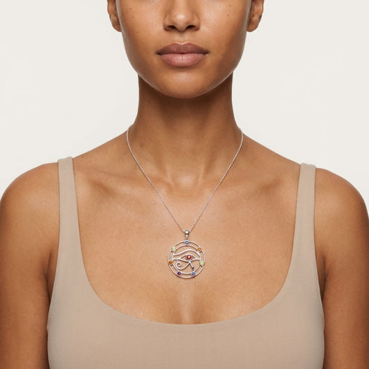 Eye Of Horus Sterling Silver Gemstone Necklace