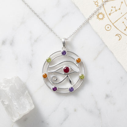 Eye Of Horus Sterling Silver Gemstone Necklace