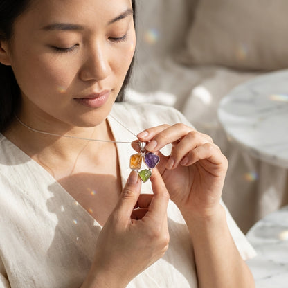 Multi Stone Crystal Necklace Citrine Peridot Amethyst