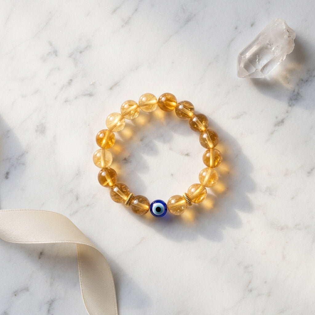 The Golden Magnet Citrine Evil Eye Ring