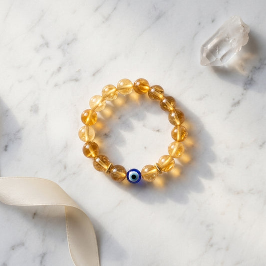 The Golden Magnet Citrine Evil Eye Ring