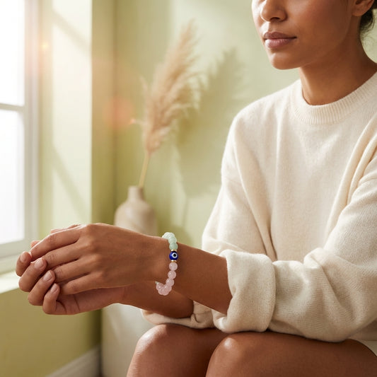 Magnetic Love Return Bracelet Rose Quartz Jade Evil Eye Protection