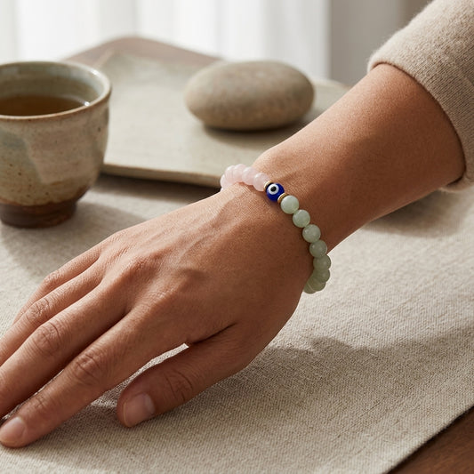 Magnetic Love Return Bracelet Rose Quartz Jade Evil Eye Protection