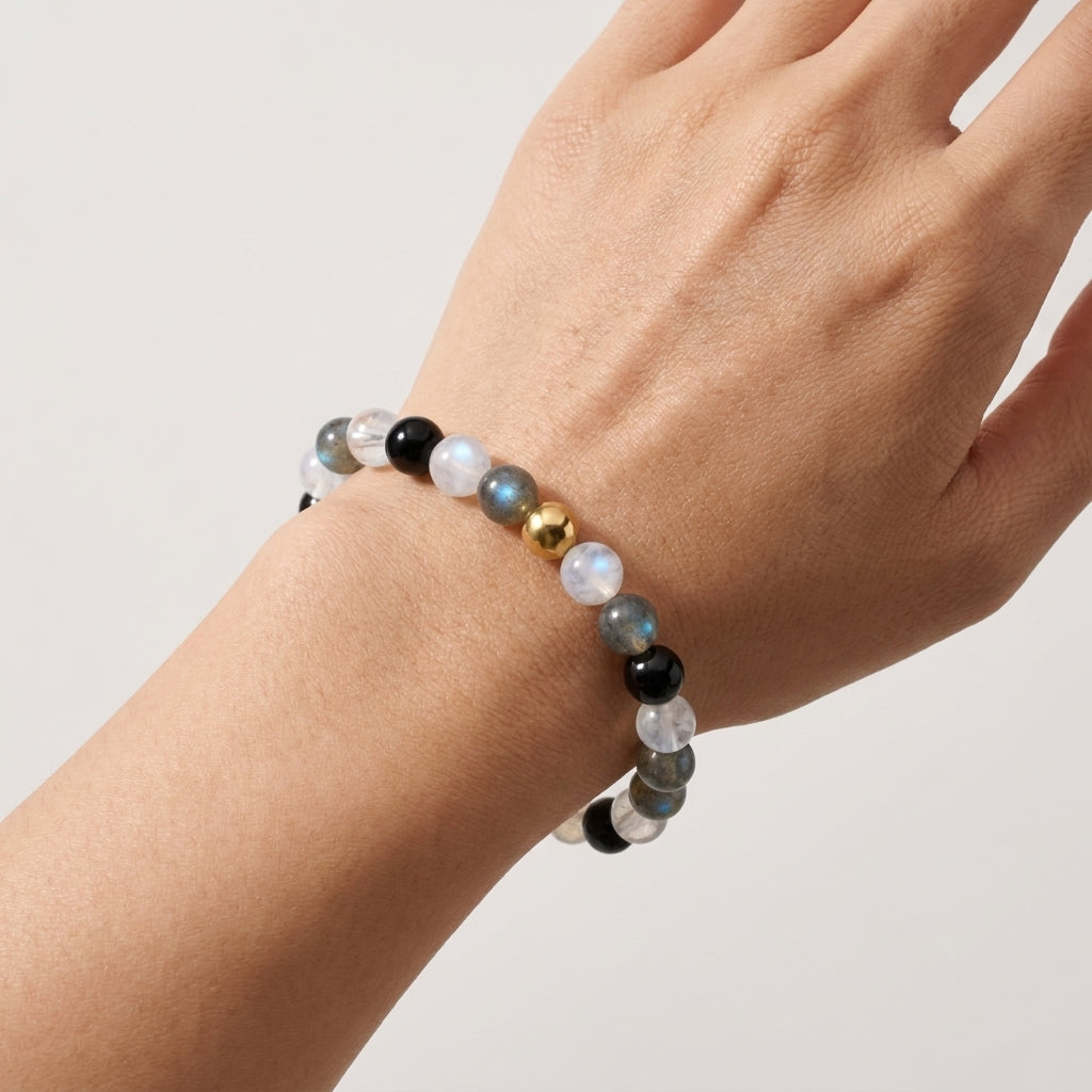 Wish Fulfillment New Moon Energy Bracelet with REAL Gold