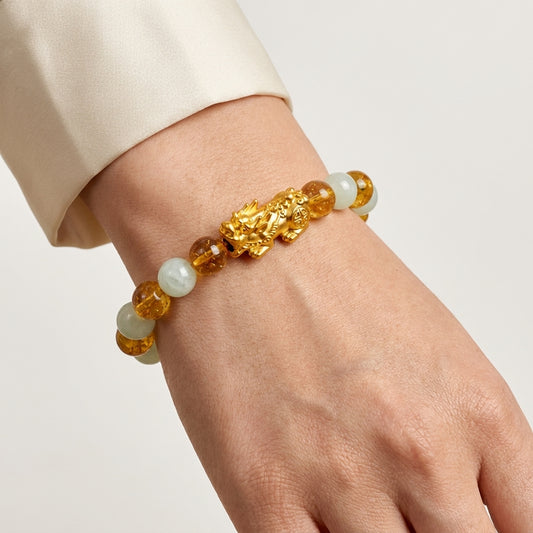 Vedic wealth bracelet AA citrine jade Jupiter gemstone jewelry - Eat.Read.Love.