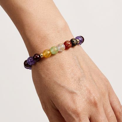 Wealth Expansion Bracelet Grade AA Garnet & Amethyst with Real Gold