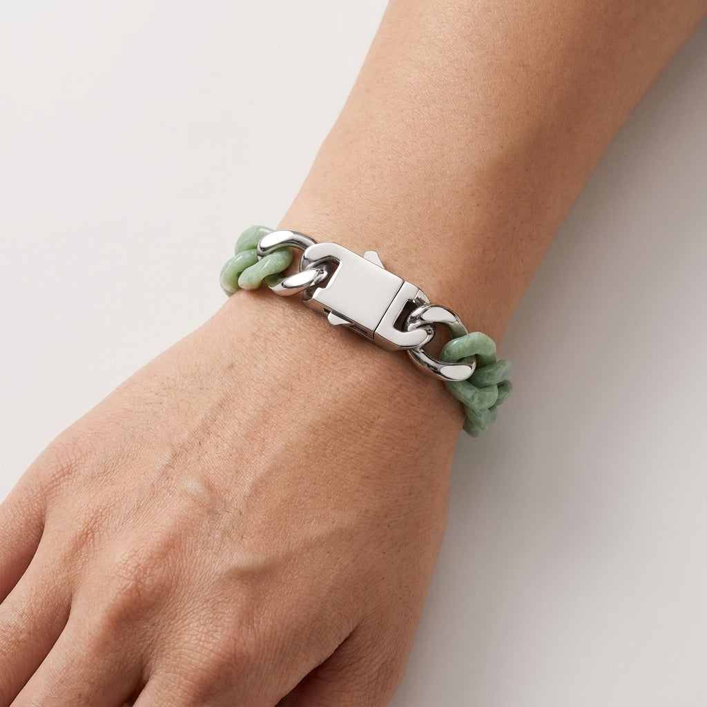 Certified Grade AA Jade Cuban Link Bracelet