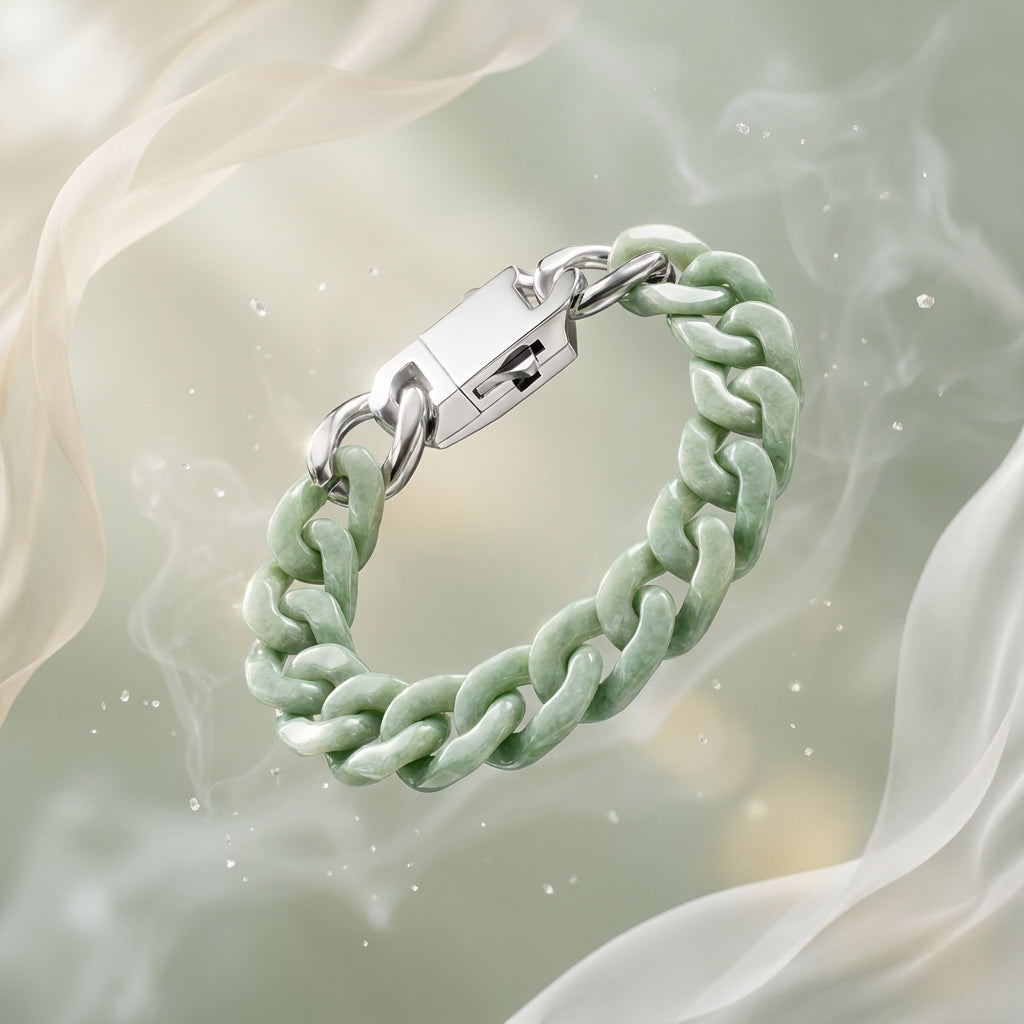 Certified Grade AA Jade Cuban Link Bracelet
