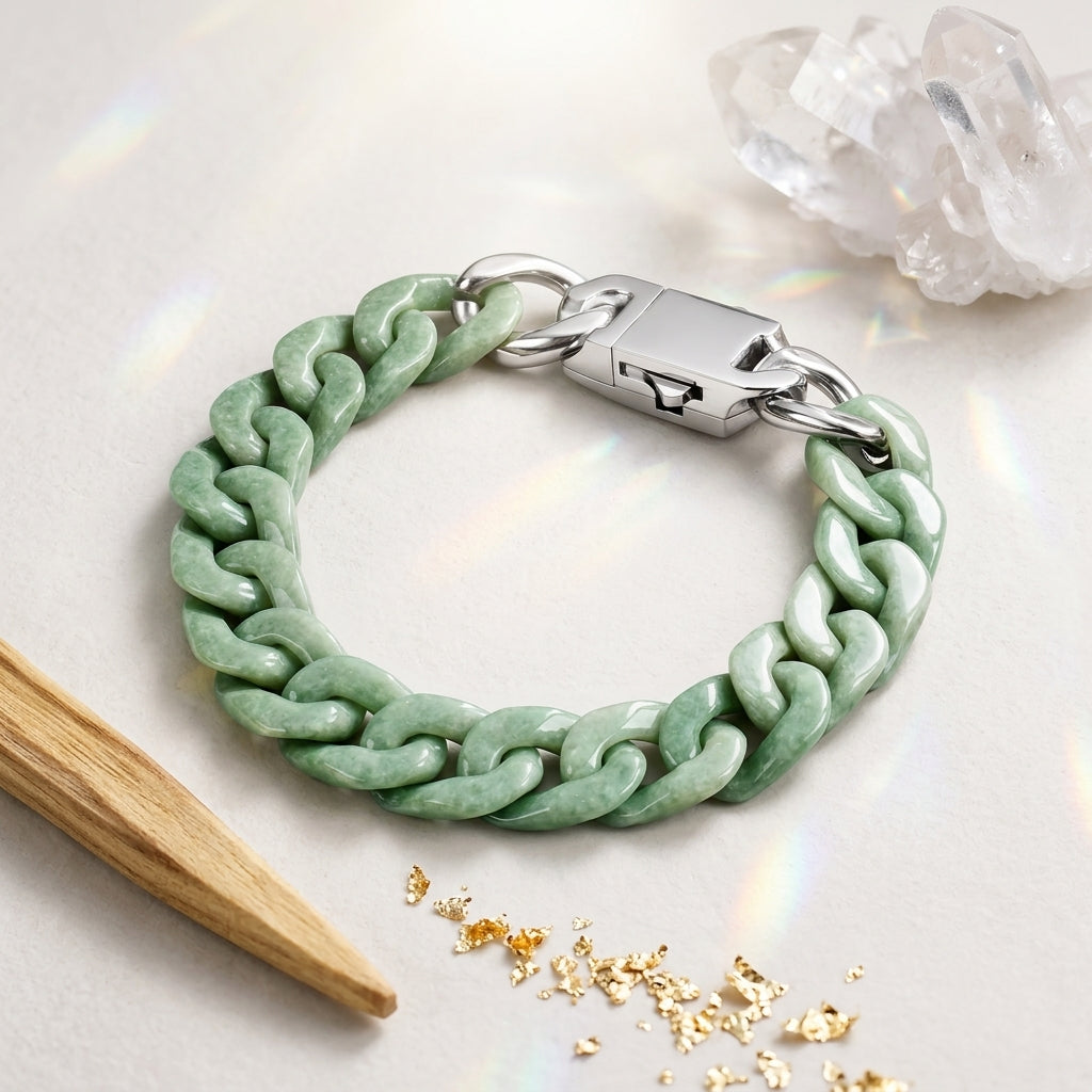Certified Grade AA Jade Cuban Link Bracelet