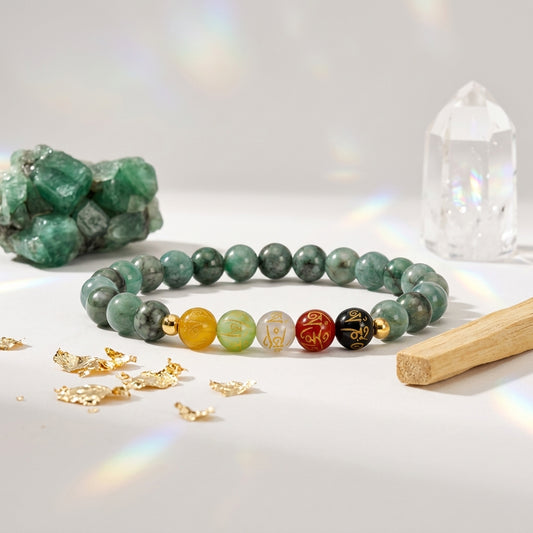 Taurus Expansion Bracelet Emerald with Real Gold