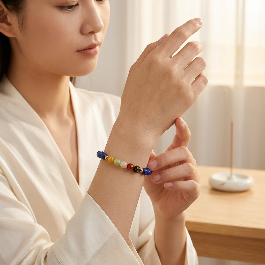 Cancer Expansion Bracelet Lapis Lazuli with Real Gold