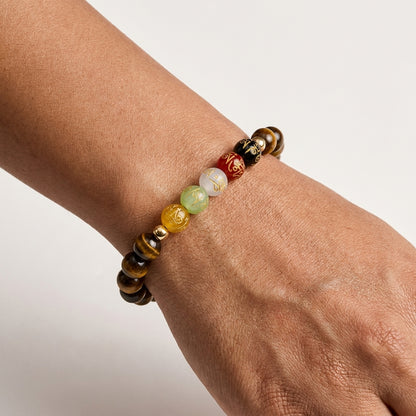 Leo Expansion Bracelet Tigers Eye with Real Gold