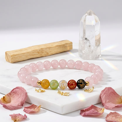Libra Expansion Bracelet Rose Quartz with Real Gold