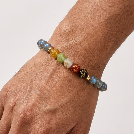 Aquarius Expansion Bracelet Labradorite with Real Gold