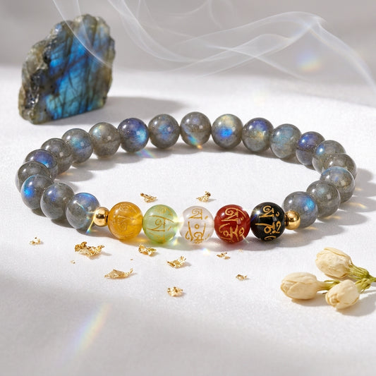 Aquarius Expansion Bracelet Labradorite with Real Gold