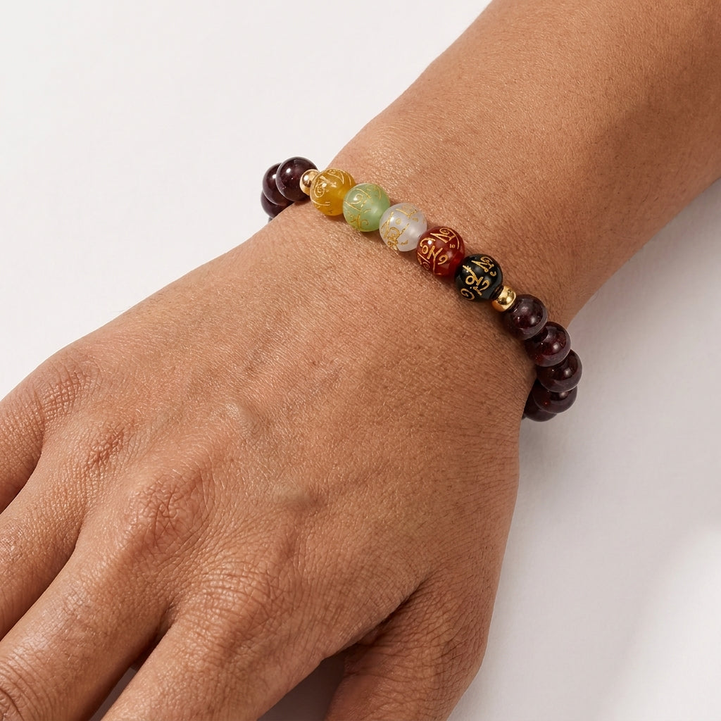 Pisces Expansion Bracelet Garnet with Real Gold