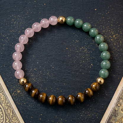 Full Moon Manifestation Bracelet – Rose Quartz, Green Aventurine & Tiger's Eye