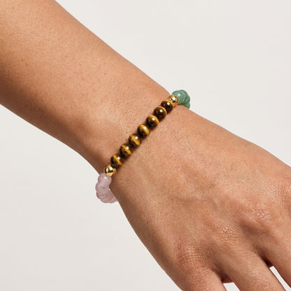 Full Moon Manifestation Bracelet – Rose Quartz, Green Aventurine & Tiger's Eye
