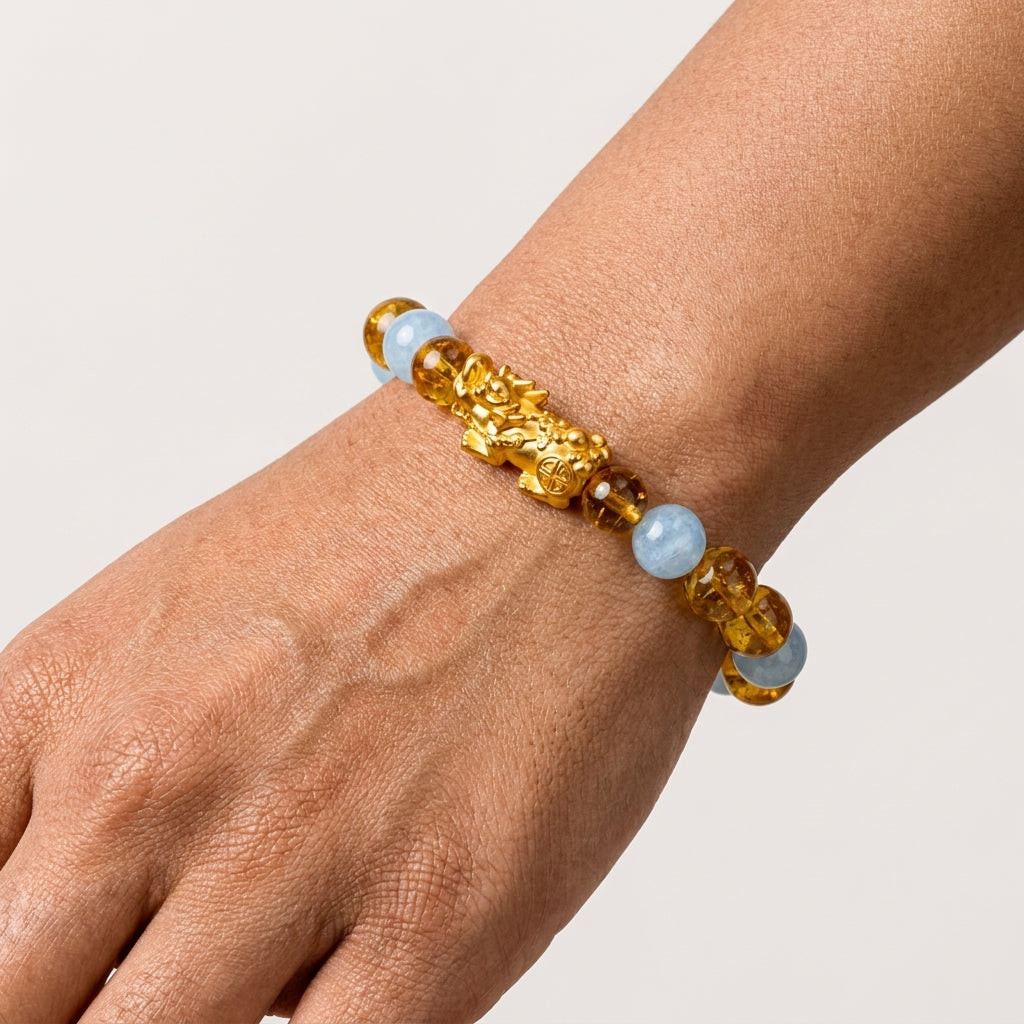 Money Activator Bracelet – Aquamarine - Wealth Multiplier