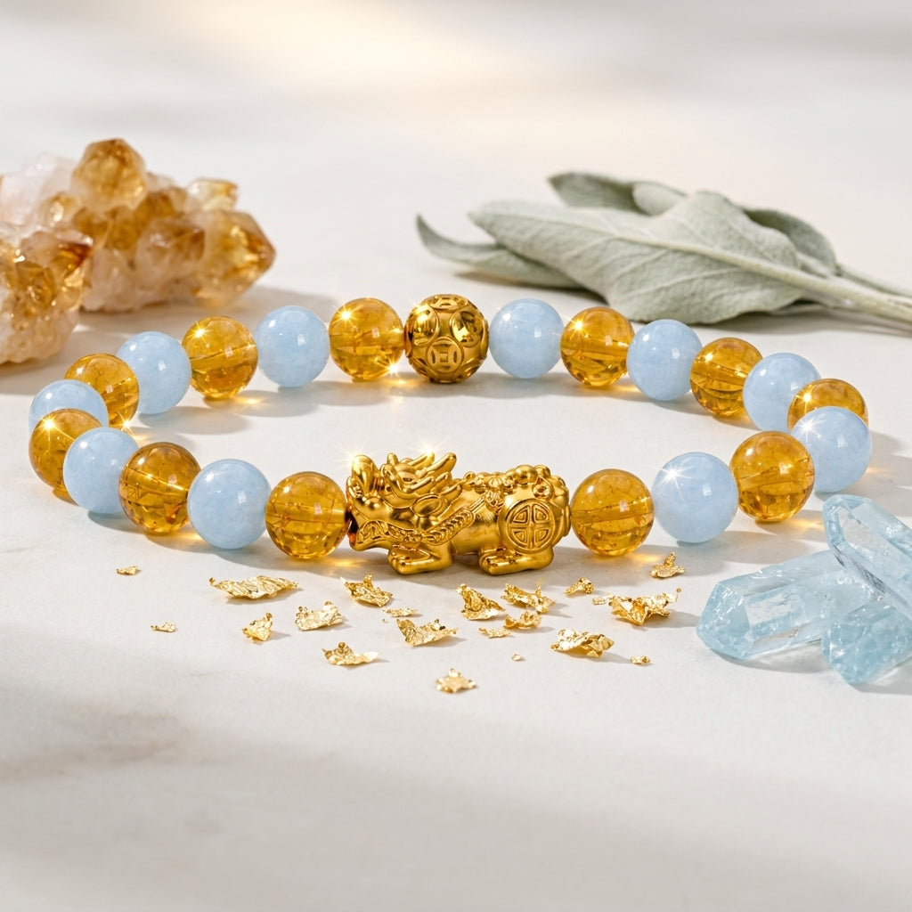 Money Activator Bracelet – Aquamarine - Wealth Multiplier