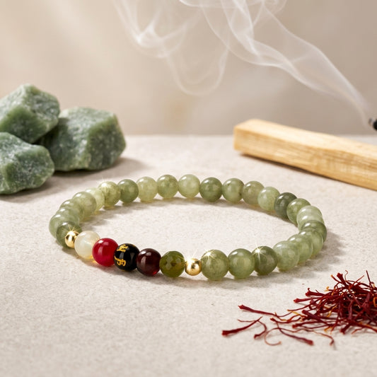 Jade Mega Success Lucky 7 Gemstone Bracelet With REAL Gold