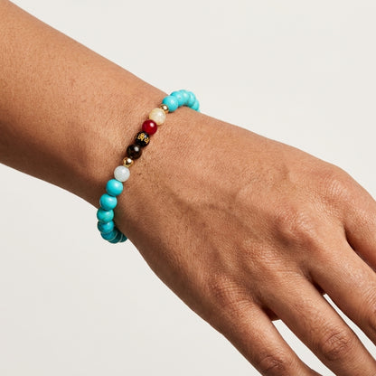 Turquoise Mega Atttraction Lucky 7 Gemstone Bracelet With REAL Gold