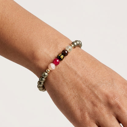 Pyrite Mega Power Lucky 7 Gemstone Bracelet With REAL Gold