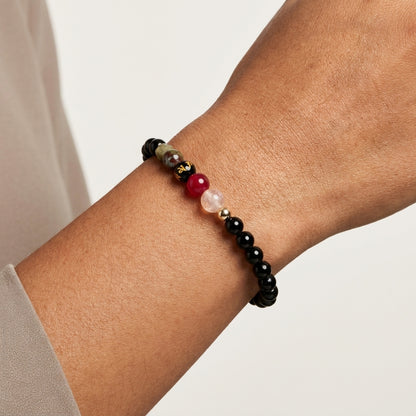Obsidian Mega Protection Lucky 7 Gemstone Bracelet With REAL Gold