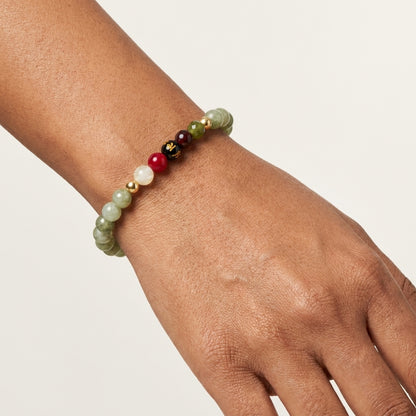 Jade Mega Success Lucky 7 Gemstone Bracelet With REAL Gold