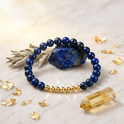 Lapis Lazuli Lions Gate 8/8 Richness Bracelet with REAL Gold