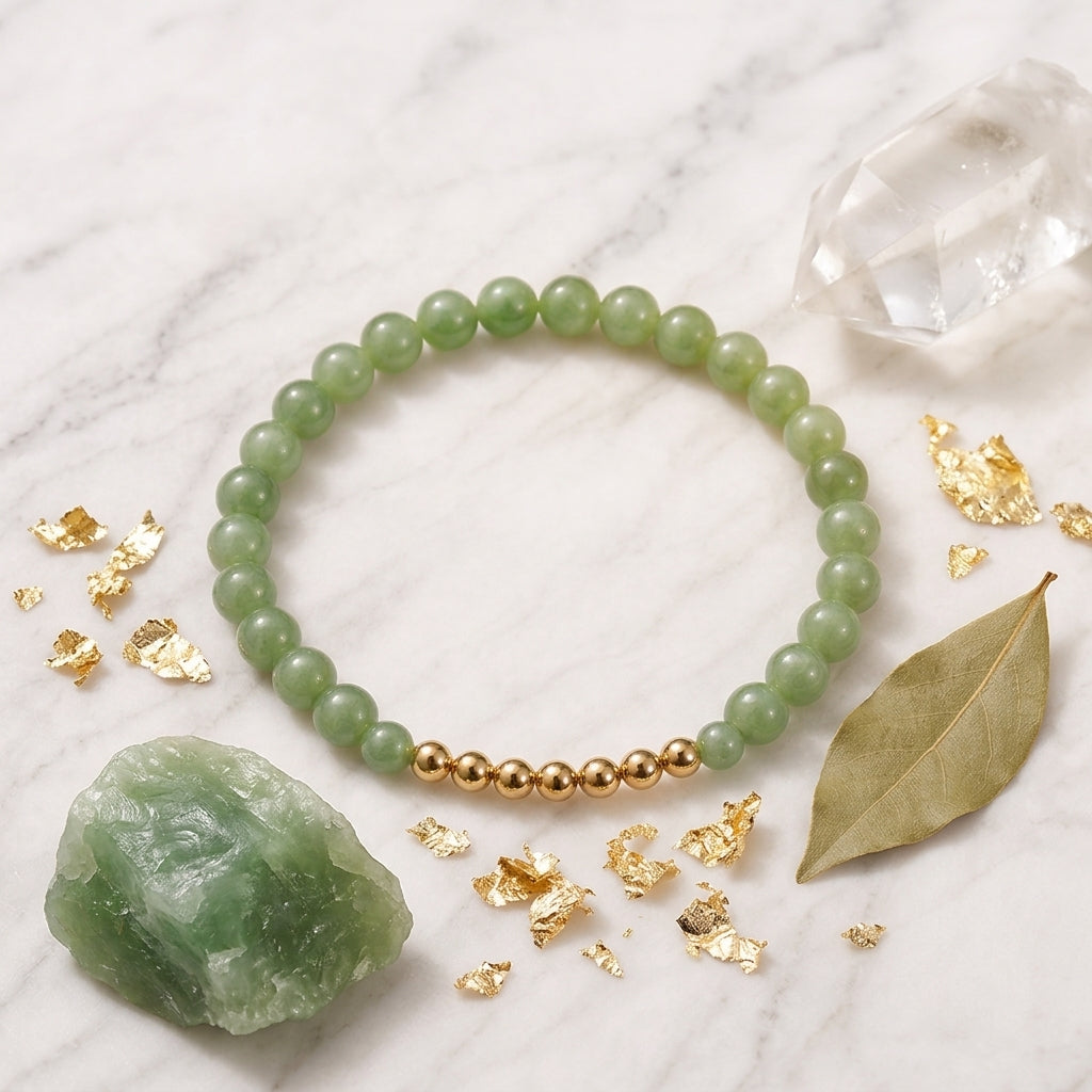 Jade Lions Gate 8/8 Wealth Bracelet with REAL Gold