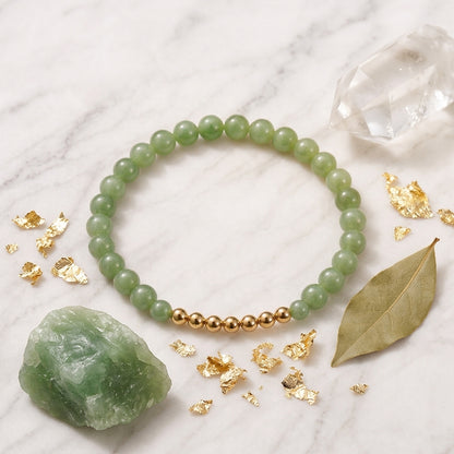 Jade Lions Gate 8/8 Wealth Bracelet with REAL Gold