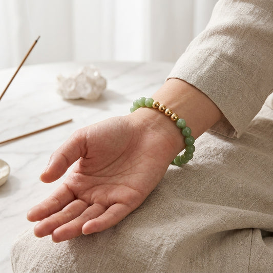 Jade Lions Gate 8/8 Wealth Bracelet with REAL Gold