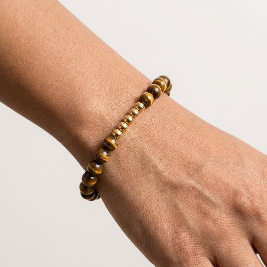 Tigers Eye Lions Gate 8/8 Luck Bracelet with REAL Gold