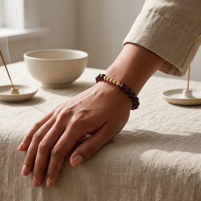 Garnet Lions Gate 8/8 Motivation Bracelet with REAL Gold