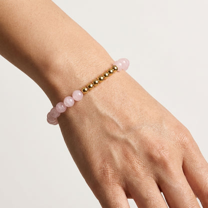 Rose Quartz Lions Gate 8/8 Romance Bracelet with REAL Gold