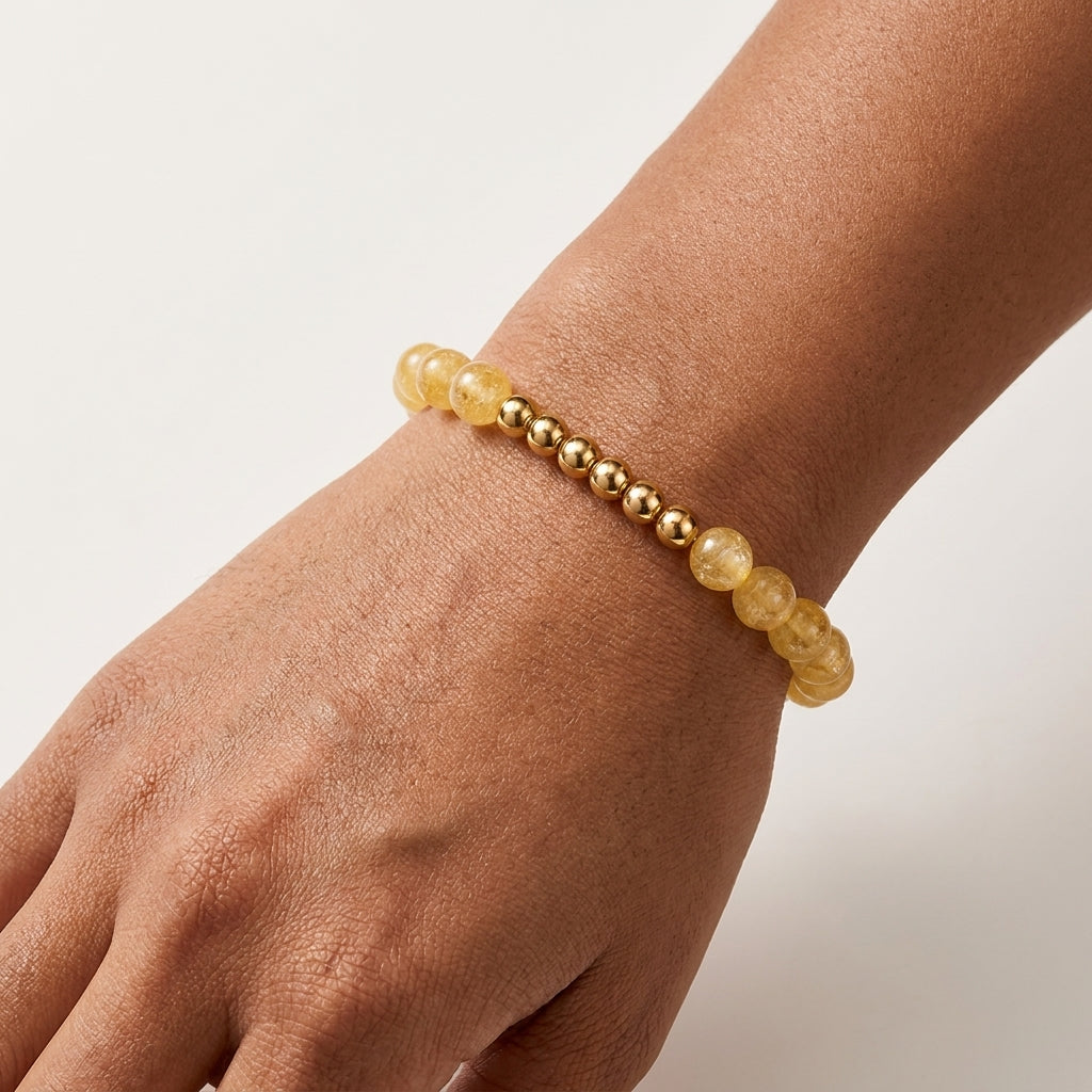Citrine Lions Gate 8/8 Abundance Bracelet with REAL Gold