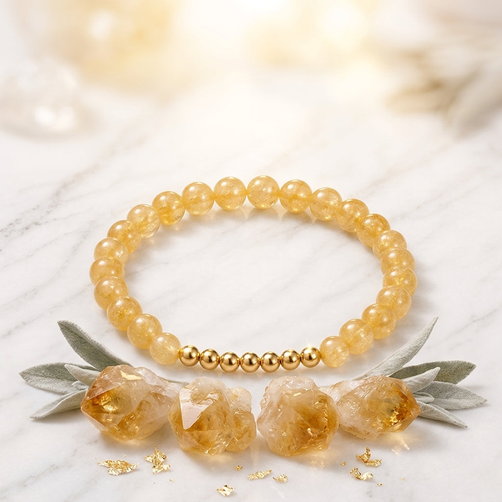 Citrine Lions Gate 8/8 Abundance Bracelet with REAL Gold