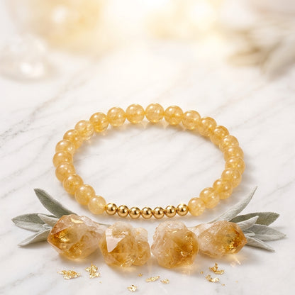 Citrine Lions Gate 8/8 Abundance Bracelet with REAL Gold