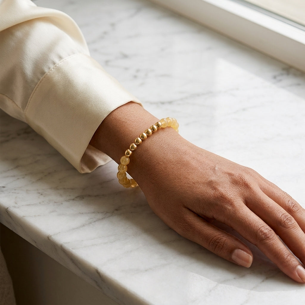 Citrine Lions Gate 8/8 Abundance Bracelet with REAL Gold