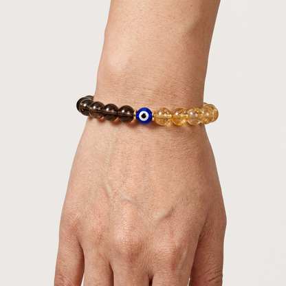 Eclipse Abundance Reset Smoky Quartz and Citrine Bracelet