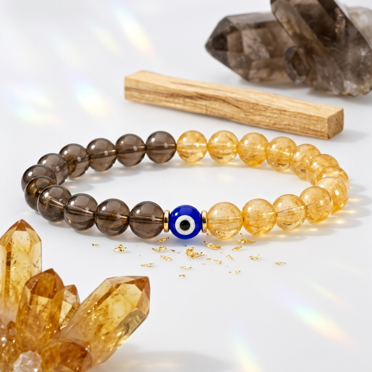 Eclipse Abundance Reset Smoky Quartz and Citrine Bracelet
