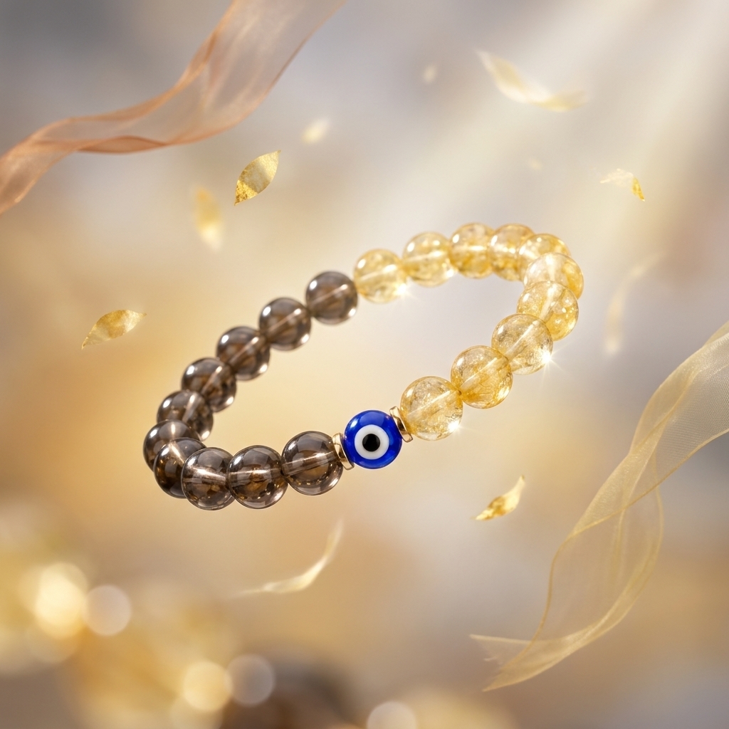 Eclipse Abundance Reset Smoky Quartz and Citrine Bracelet