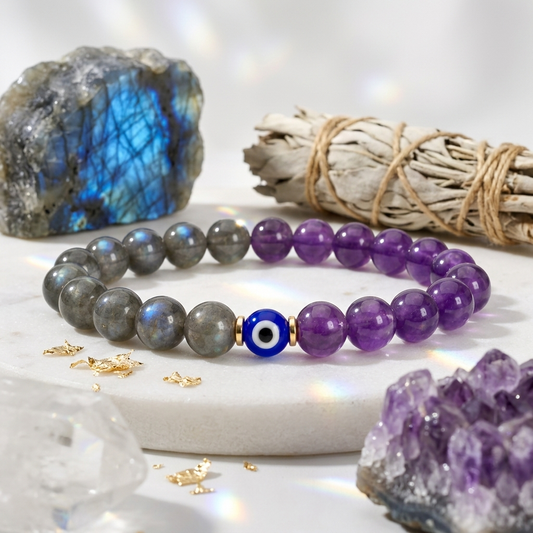 Mystic Eclipse Transformation Labradorite and Amethyst Bracelet