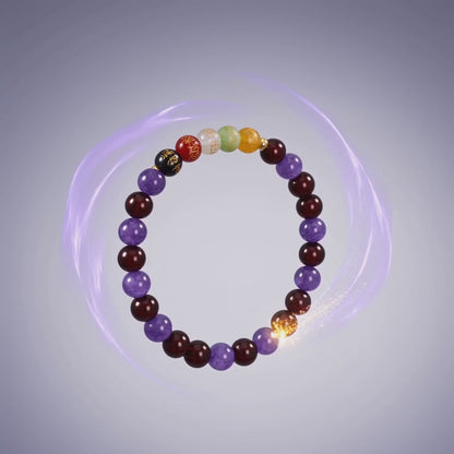 Wealth Expansion Bracelet Grade AA Garnet & Amethyst with Real Gold
