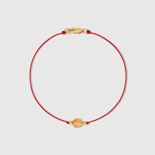 Citrine Red Thread Bracelet With Real Gold