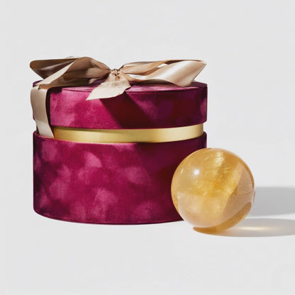 Large Citrine Crystal Sphere Gift Box Set
