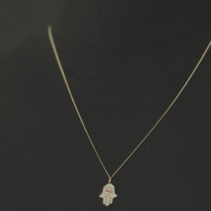 Gold Ruby Hamsa Pendant