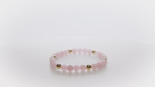 Elevated Love Bracelet with REAL Gold Beads and Rose Quartz