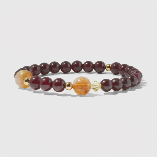 Mega Mill Garnet and Citrine Bracelet With REAL Gold